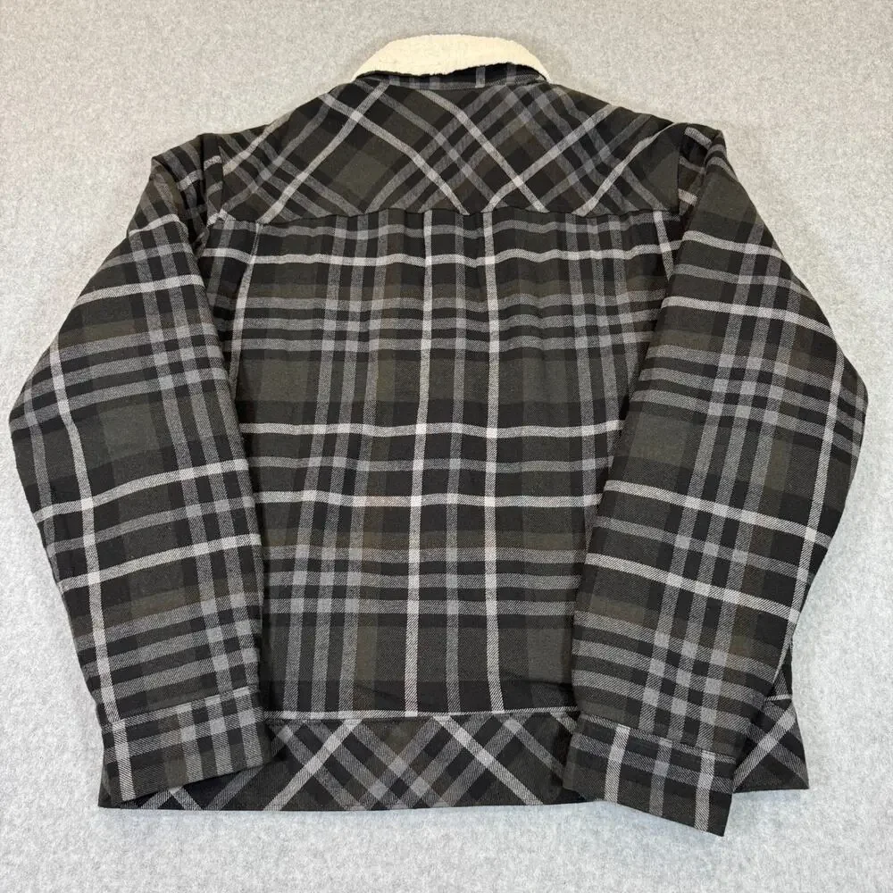 Scotch & Soda Sherpa Lined Plaid Flannel Jacket Gray Men's Small Snaps NWT